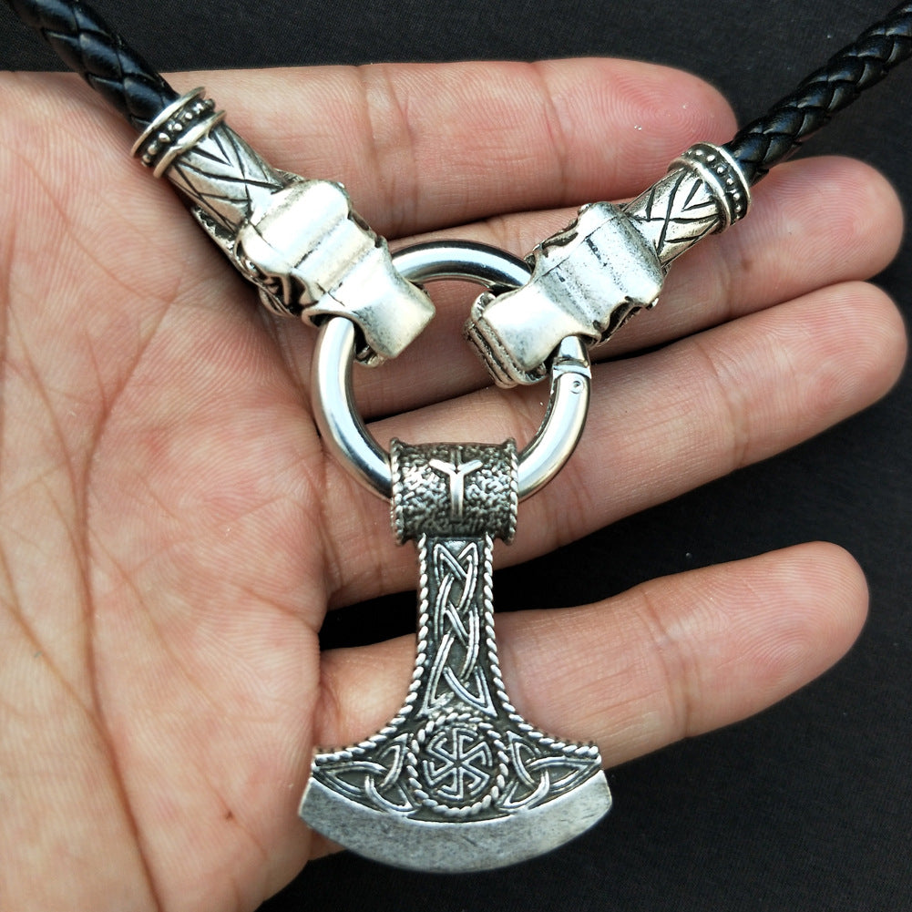 Viking Rune Hammer Necklace - Handcrafted Norse Legacy Jewelry for Men