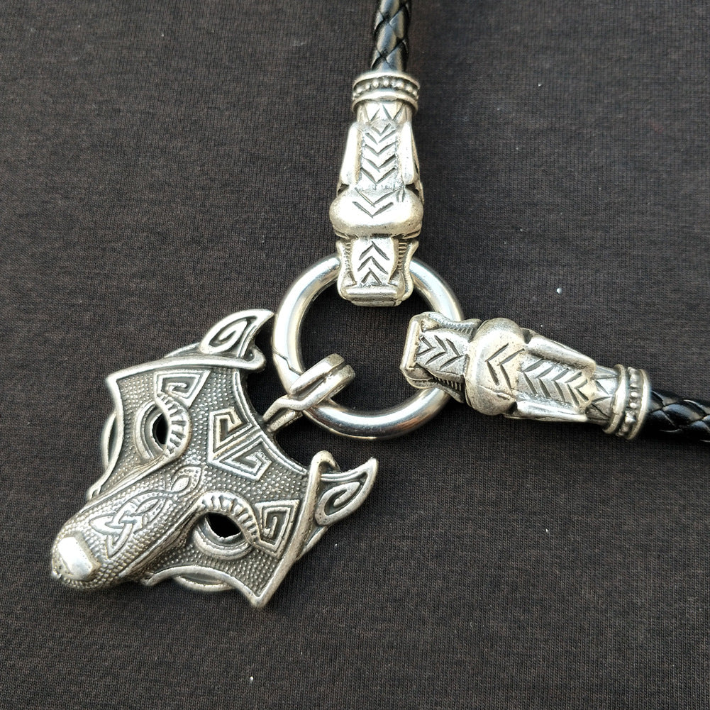 Mystical Nordic Wolf Head Necklace - Viking Metal Pendant for Men