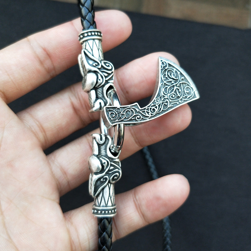 Viking Myth Totem Necklace with Slavic Axe Pendant - Men's Talisman Accessory