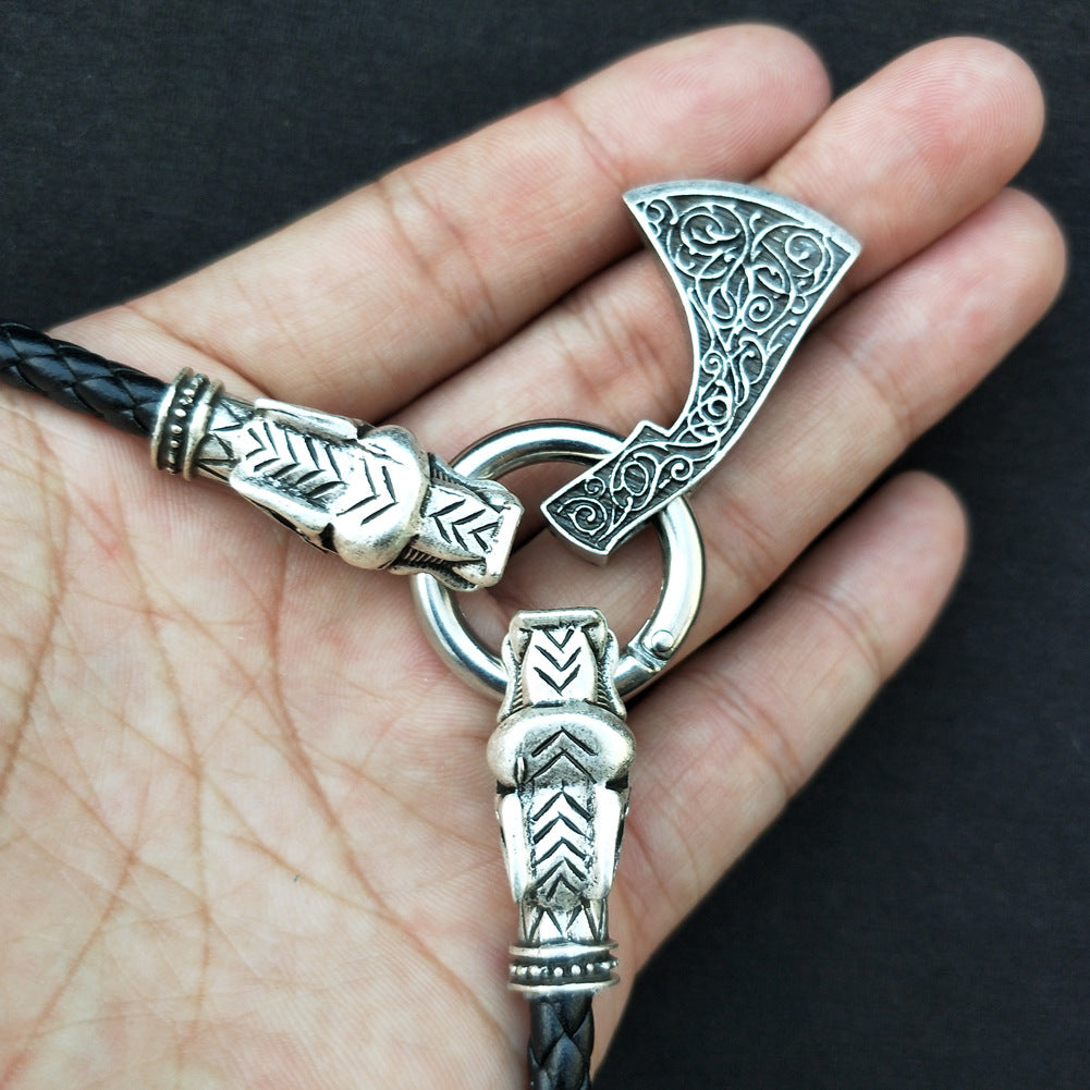 Viking Myth Totem Necklace with Slavic Axe Pendant - Men's Talisman Accessory