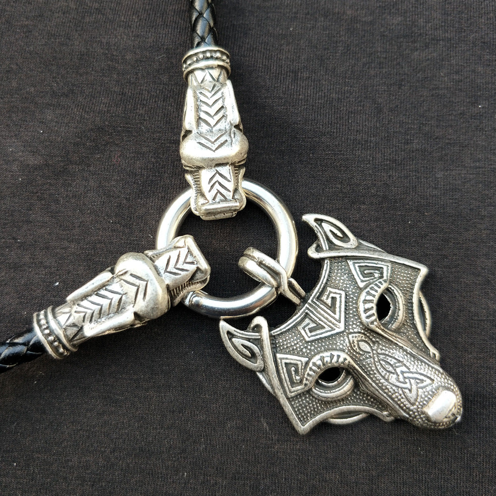 Mystical Nordic Wolf Head Necklace - Viking Metal Pendant for Men