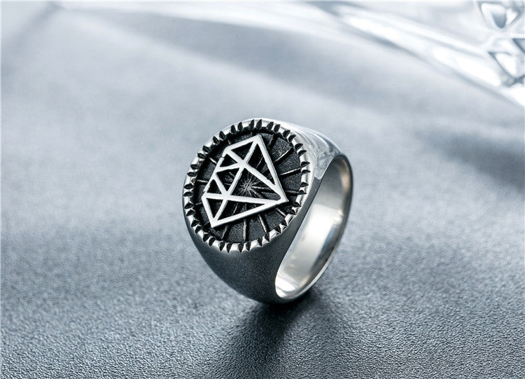 Retro Diamond Men's Titanium Ring