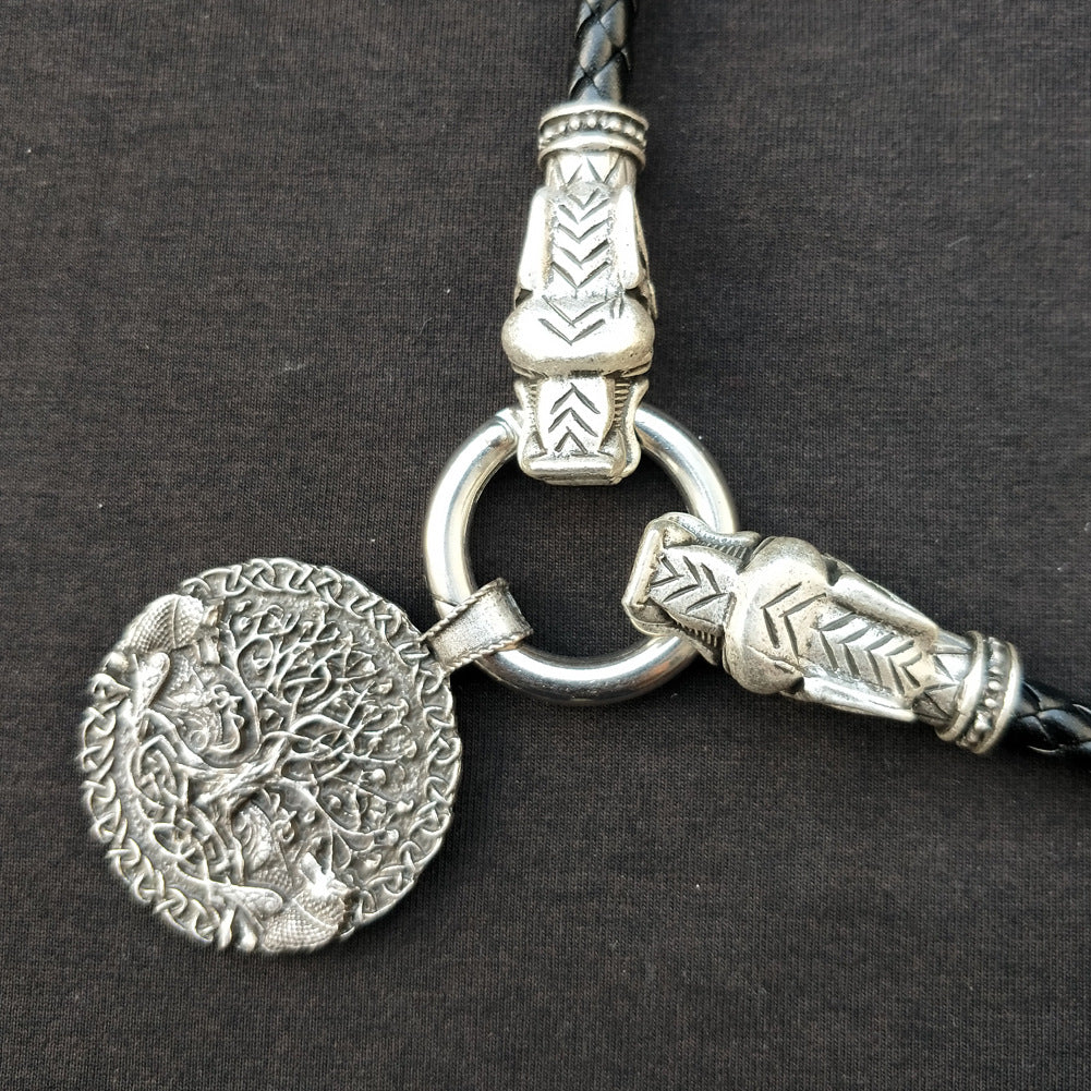 Celtic Wolf and Tree of Life Pendant Necklace - Viking Inspired Men's Jewelry