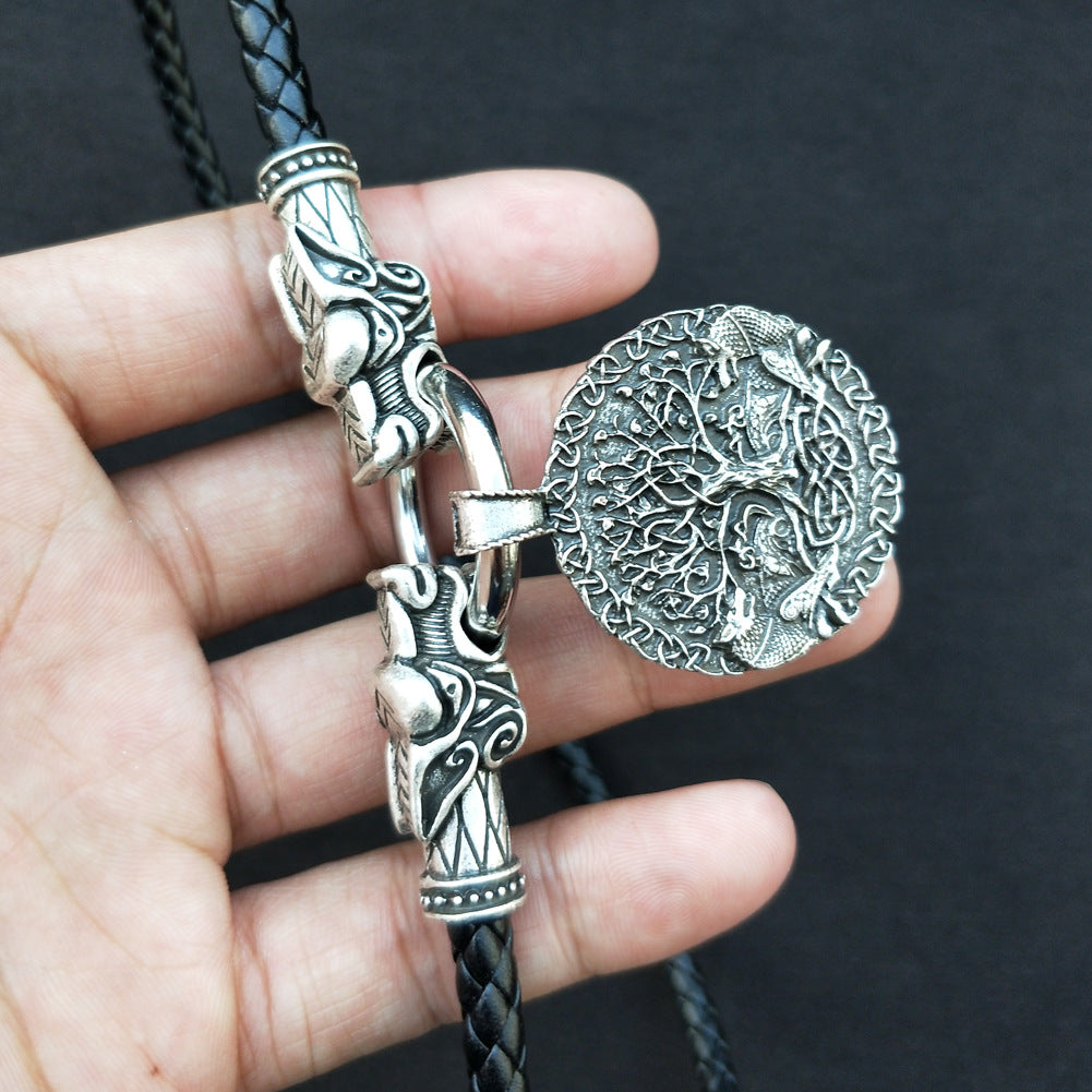 Celtic Wolf and Tree of Life Pendant Necklace - Viking Inspired Men's Jewelry