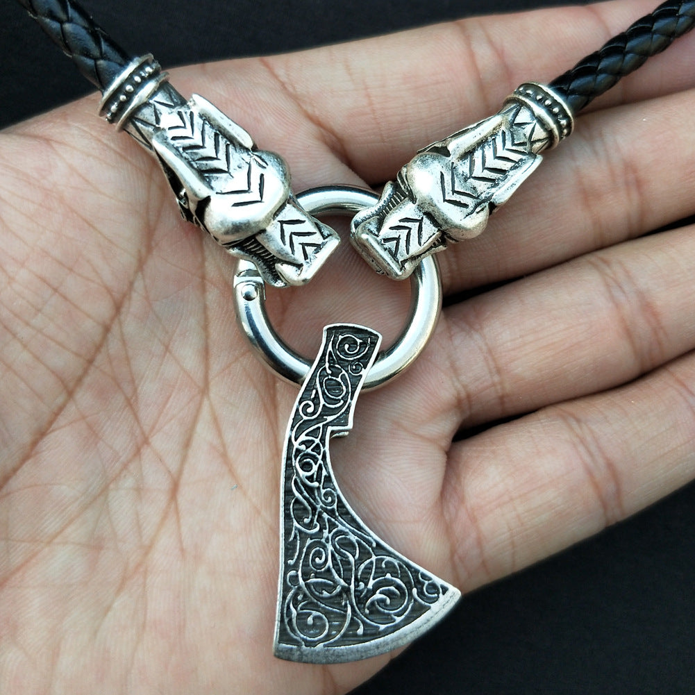 Viking Myth Totem Necklace with Slavic Axe Pendant - Men's Talisman Accessory