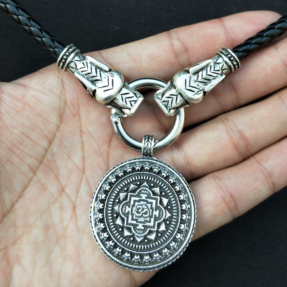 Norse Legacy Metal Pendant Necklace - Datura Geometric Amulet Religious Jewelry