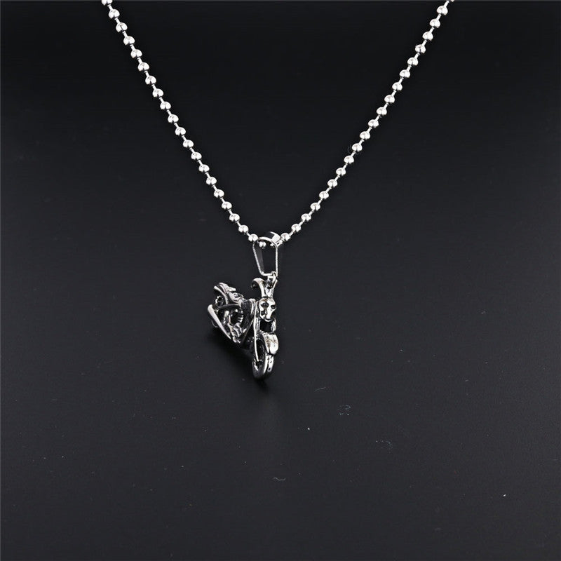 Titanium Steel Motorcycle Pendant Necklace for Men - Retro Locomotive Design by Planderful