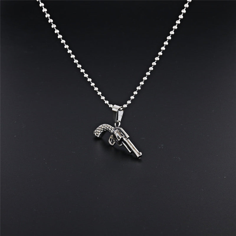Trendy Titanium Steel Pistol Pendant Necklace for Men - Stylish Soldier-Inspired Accessories