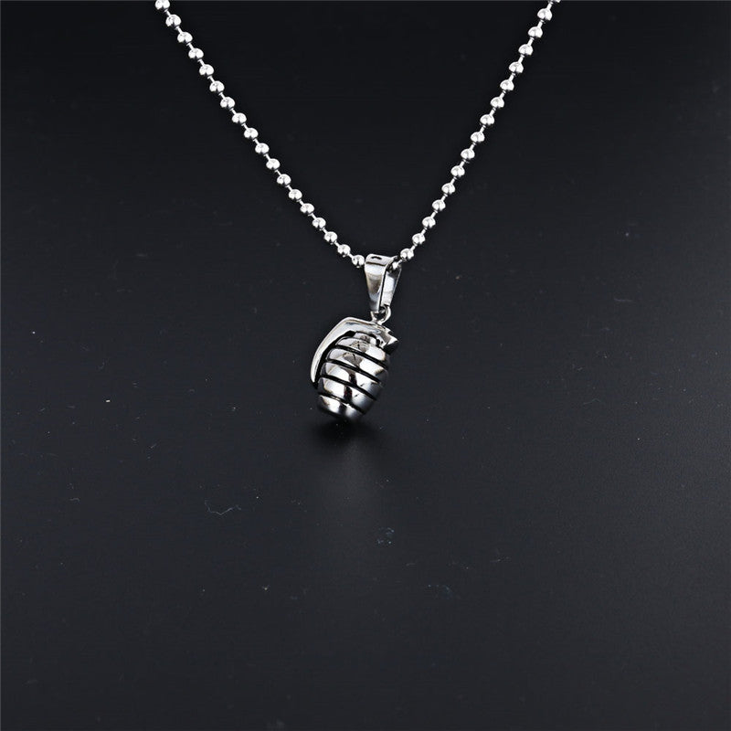 Titanium Steel Grenade Pendant Necklace for Men - Creative Special Forces Design