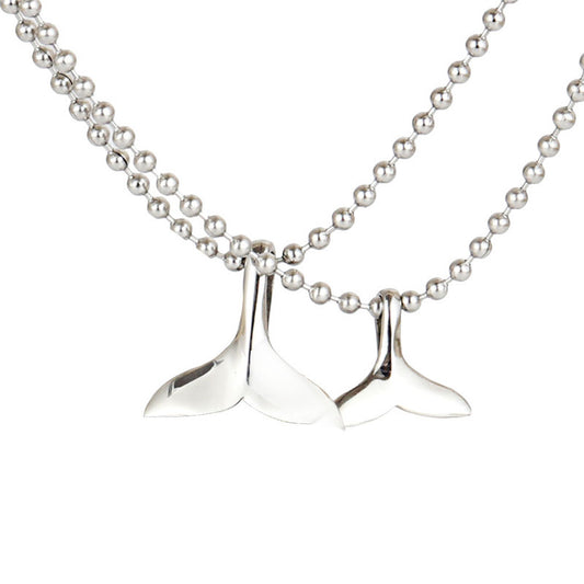 Titanium Steel Mermaid Tail Pendant Necklace for Women - Wholesale Collarbone Chain