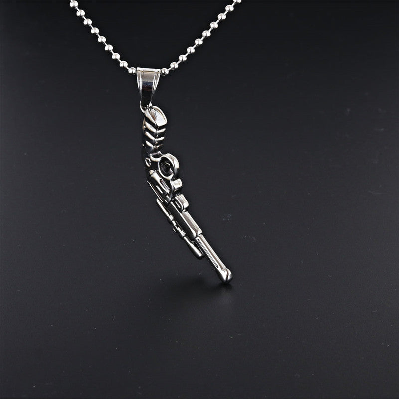 Punk Rock Titanium Steel Revolver Pendant Necklace for Men - Wholesale Stainless Steel Rifle Accessories