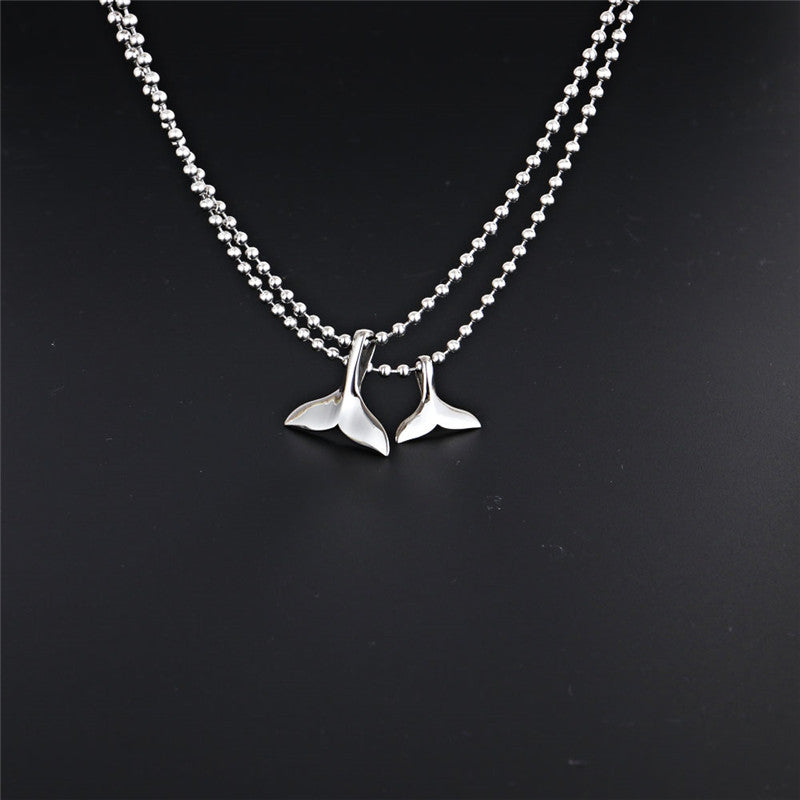 Titanium Steel Mermaid Tail Pendant Necklace for Women - Wholesale Collarbone Chain
