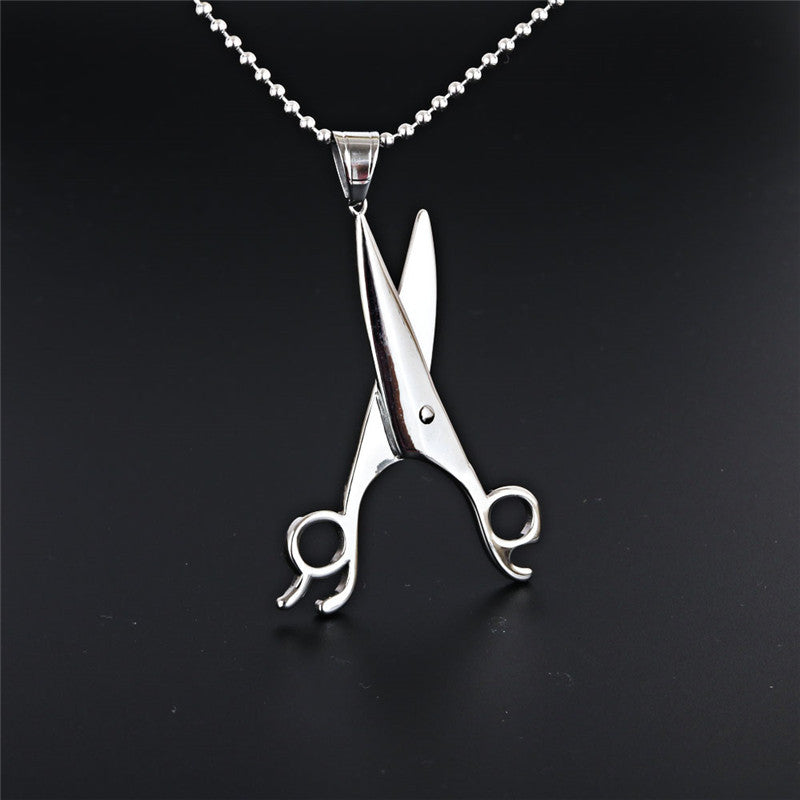 Modern Titanium Steel Scissors Pendant Necklace for Men and Women - Stylish Everyday Accessory