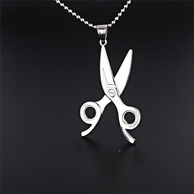 Titanium Steel Scissors Pendant Necklace for Men and Women - Fashion Accessories from Europe and America