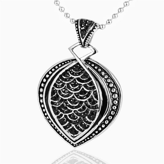 Punk Hipster Titanium Steel Black Diamond Heart Pendant Necklace for Men - Wholesale Stainless Steel Love Jewelry