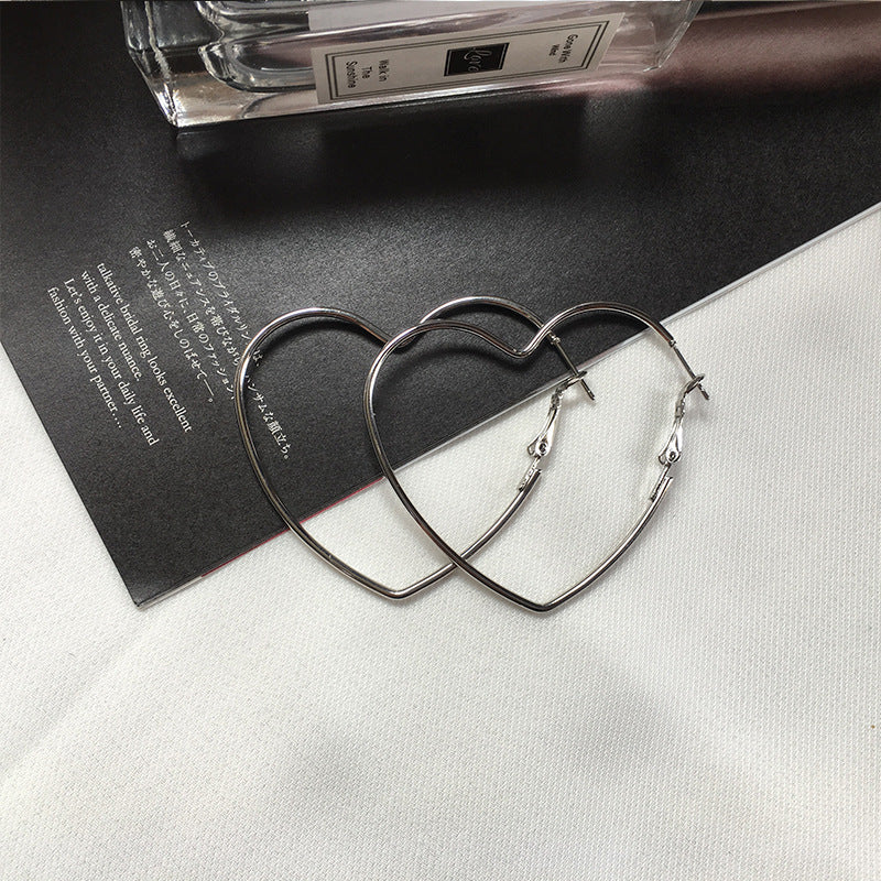 Peach Heart Geometric Earrings - Women's Japanese and Korean Style Jewelry