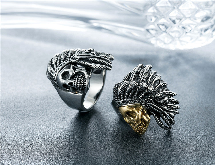 Indian Chief Skull Titanium Steel Ring