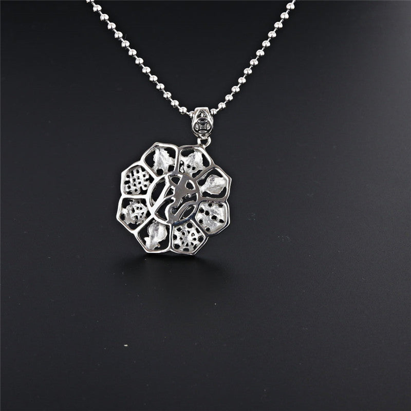 Titanium Steel Octagonal Pendant Necklace with Versatile Tree Bell Design for Men