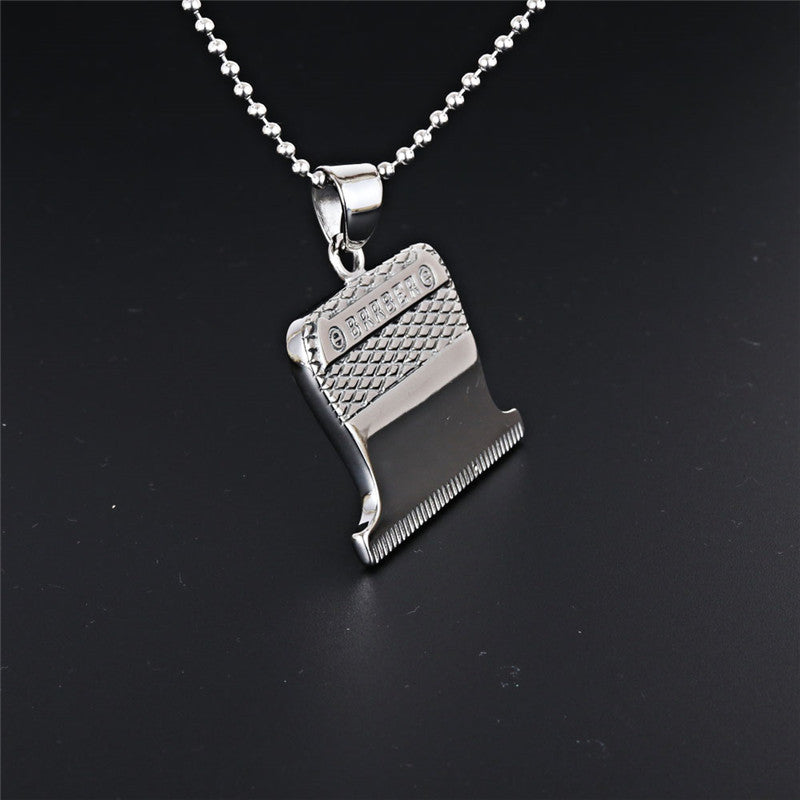 Titanium Steel Vintage Hair Knife Pendant Necklace for Men - Hip-Hop Hair Salon Accessories Wholesale