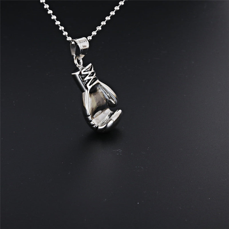 Punk Rock Titanium Steel Boxing Pendant Necklace for Men - High Quality Fitness Accessory Wholesale