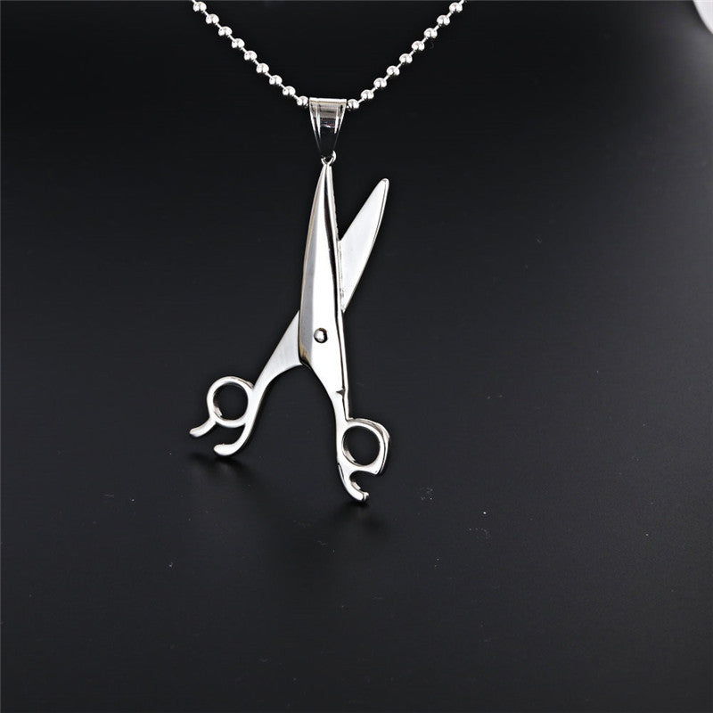 Modern Titanium Steel Scissors Pendant Necklace for Men and Women - Stylish Everyday Accessory