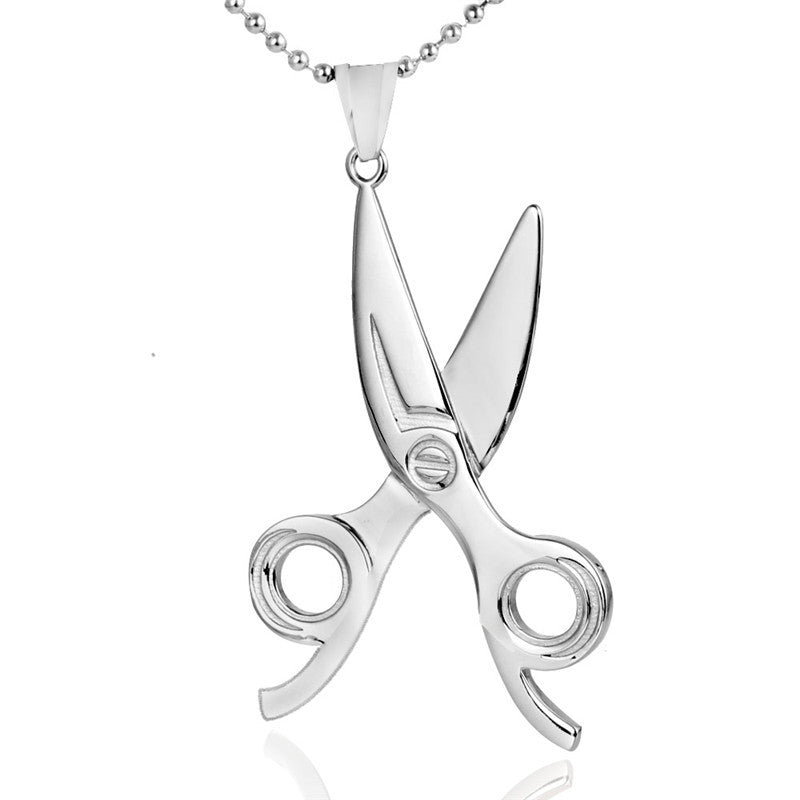 Titanium Steel Scissors Pendant Necklace for Men and Women - Fashion Accessories from Europe and America