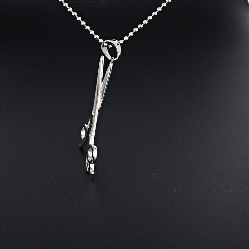 Modern Titanium Steel Scissors Pendant Necklace for Men and Women - Stylish Everyday Accessory