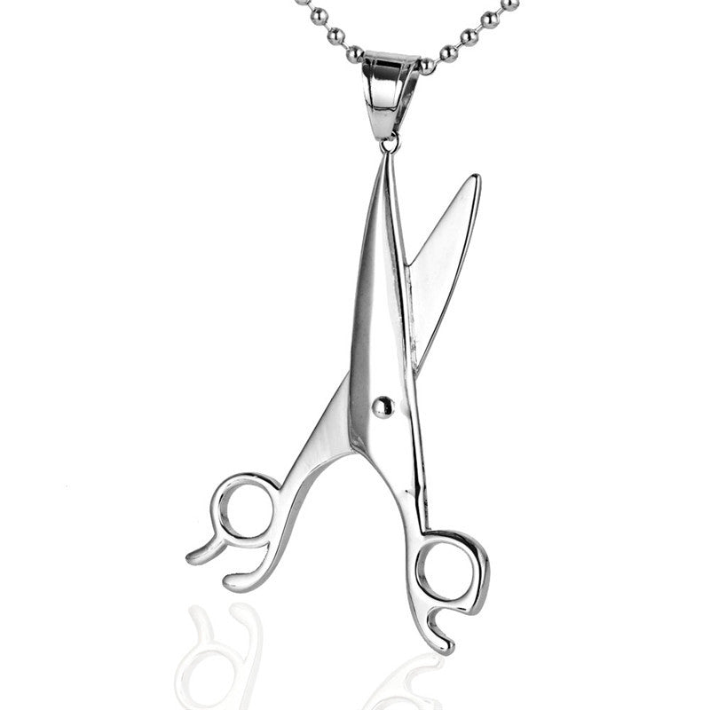 Modern Titanium Steel Scissors Pendant Necklace for Men and Women - Stylish Everyday Accessory