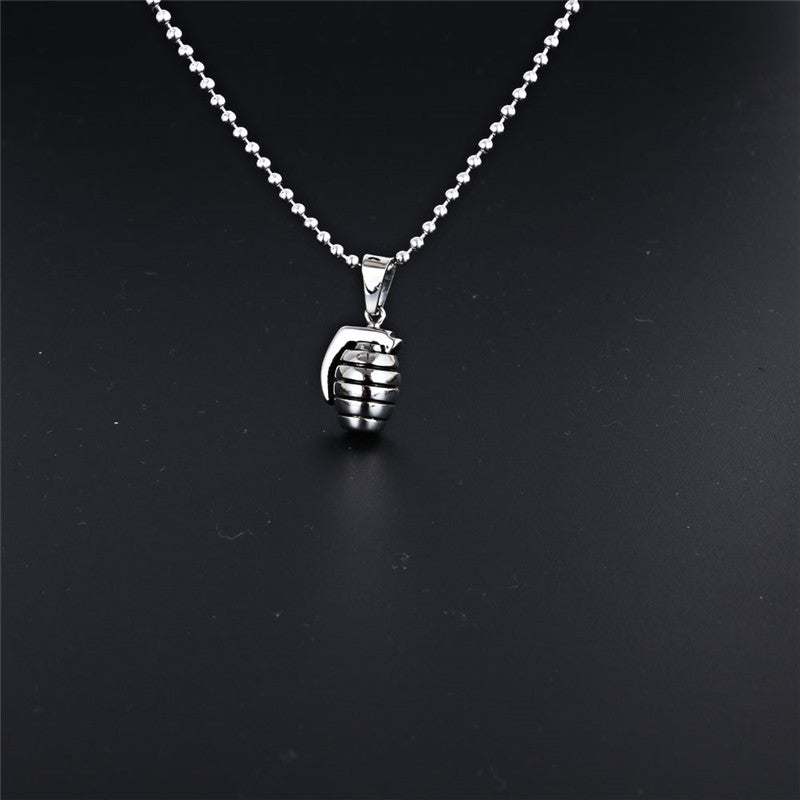 Titanium Steel Grenade Pendant Necklace for Men - Creative Special Forces Design