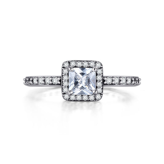 Vintage Zirconium Inlaid Sterling Silver Ring for Women