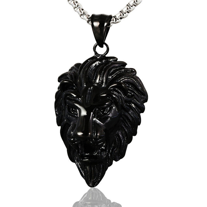 Titanium Steel Retro Lion Pendant Necklace for Men - Trendy Wholesale Jewelry