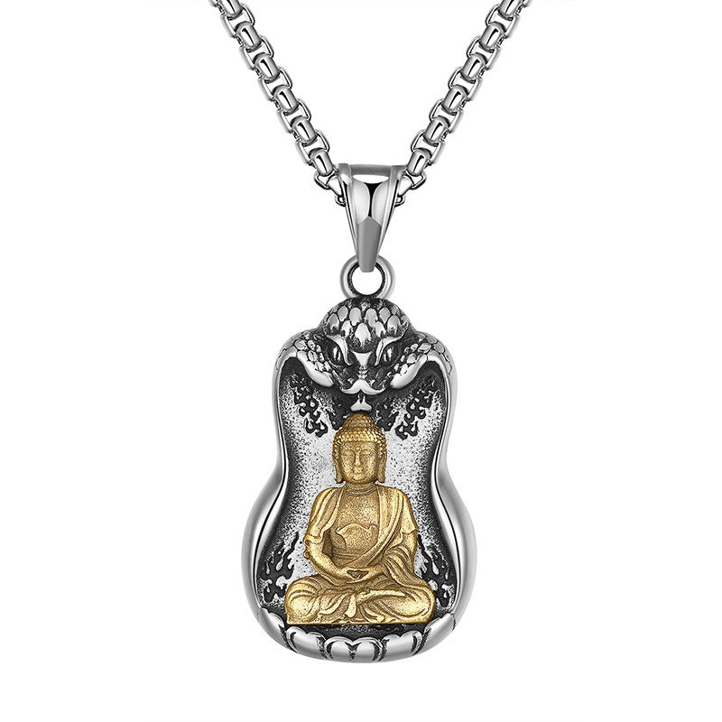 Steel Necklace – Elegant Eight Patron Saints Zodiac Buddha Pendant For Men Everyday Wear Gift