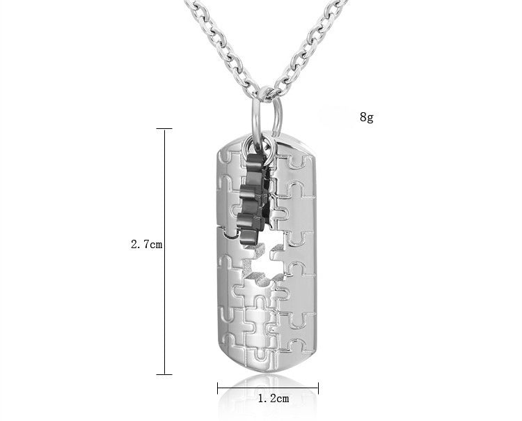 Planderful Titanium Steel Couple Necklace Puzzle Pendant For Unisex Jewelry With Protection Statement