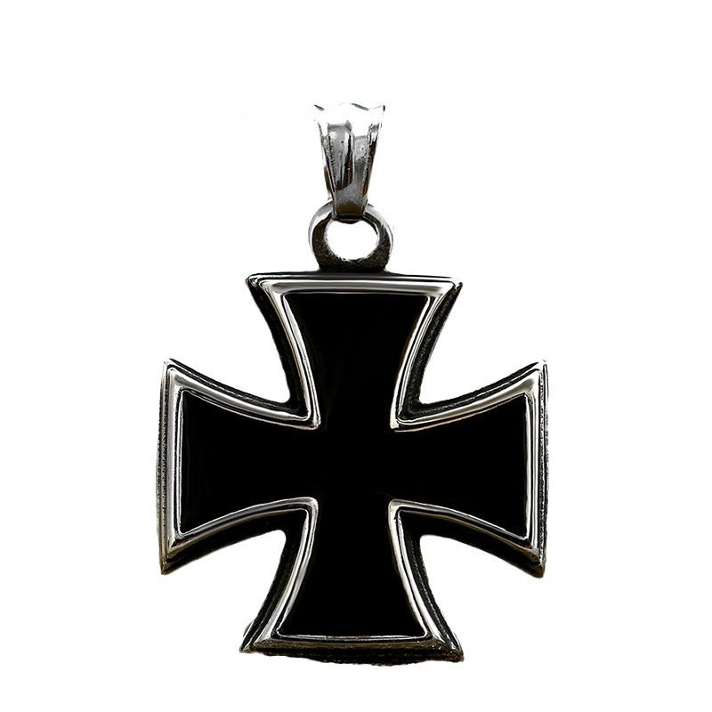 Retro Titanium Steel Cross Epoxy Pendant for Men - Wholesale European and American Stylish Jewelry
