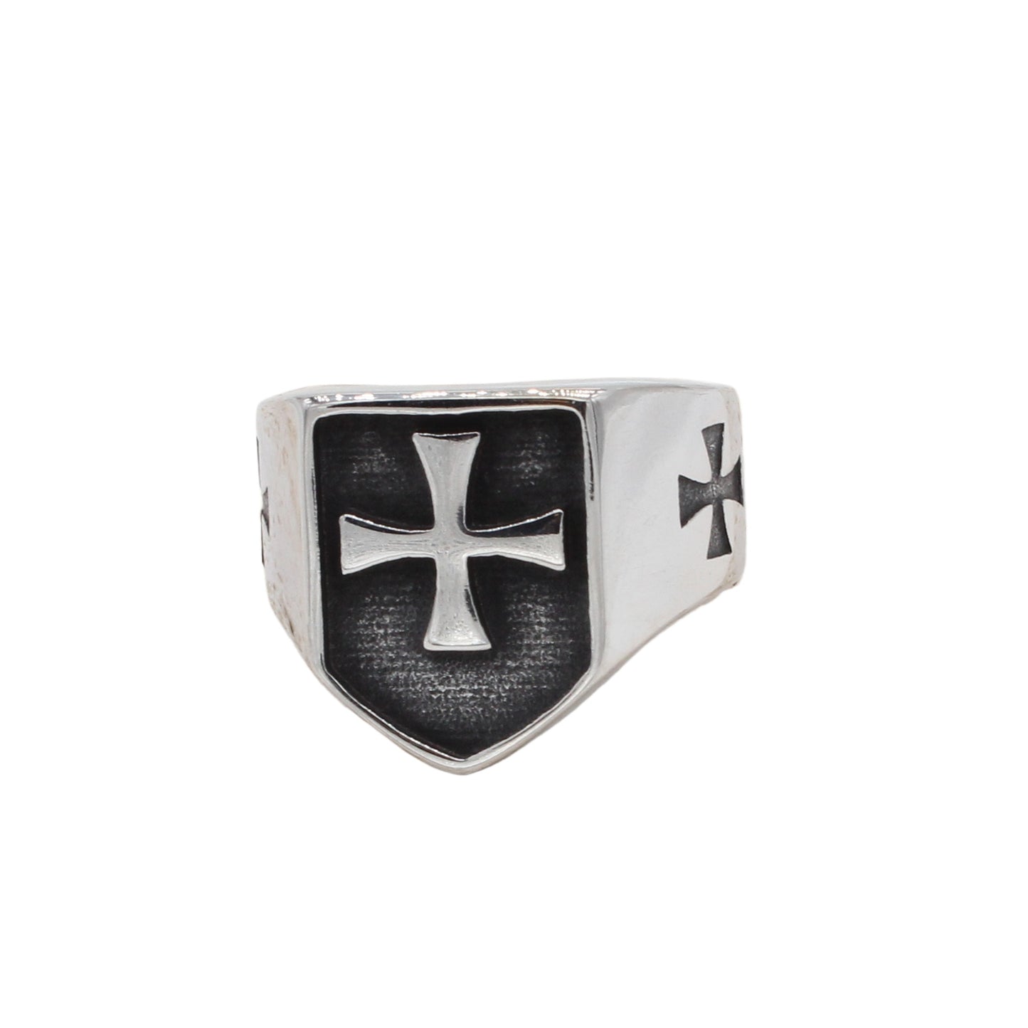 Planderful Titanium Steel Ring For Men Unisex Cross Shield Domineering Retro Style Durability