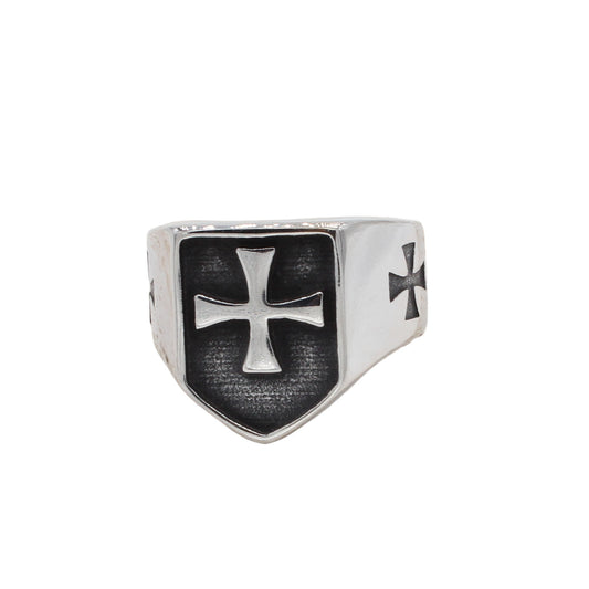 Planderful Titanium Steel Ring For Men Unisex Cross Shield Domineering Retro Style Durability