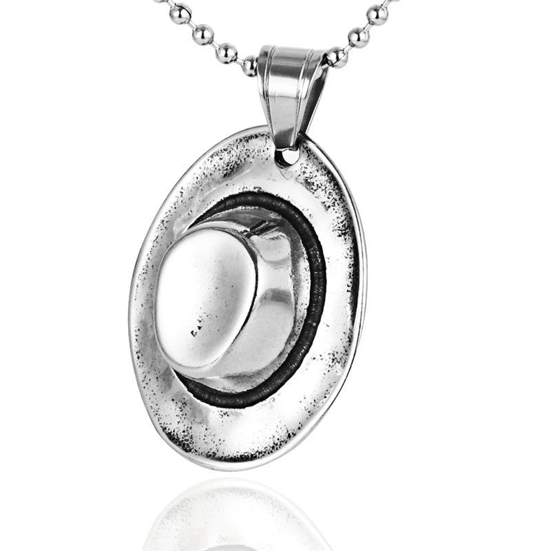 Punk Rock Titanium Steel Hat Pendant Necklace for Men - Wholesale Accessories