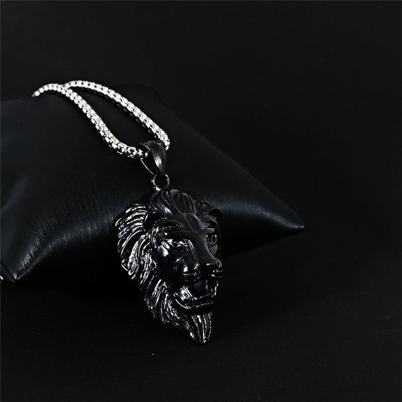 Titanium Steel Retro Lion Pendant Necklace for Men - Trendy Wholesale Jewelry