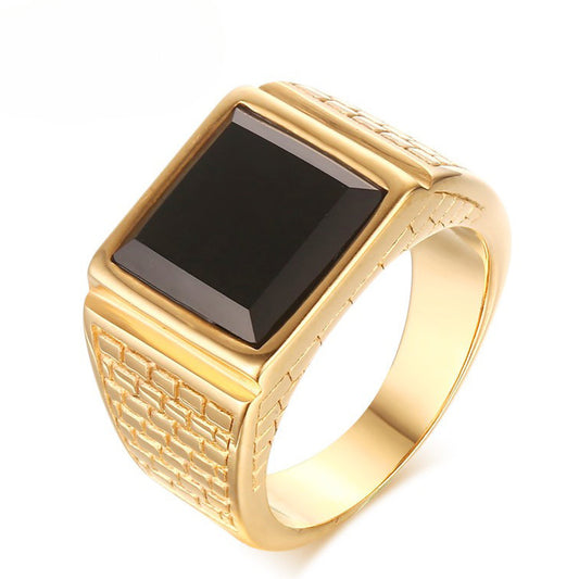 Manufacturer Spot Wholesale Stainless Steel Agate Gold Ring
