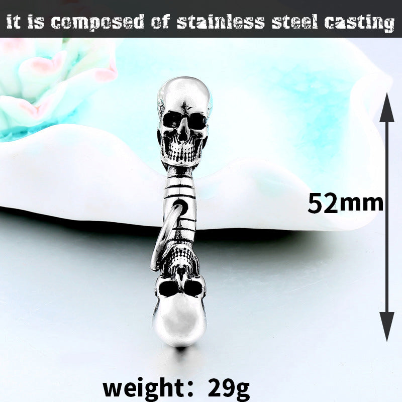Creative Double Skull Pendant in Titanium Steel - Retro European and American Fashion Jewelry for Men