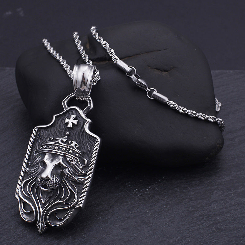 Lion Head Pendant in Stainless Steel, Men's Fashion Jewelry for Europe and America