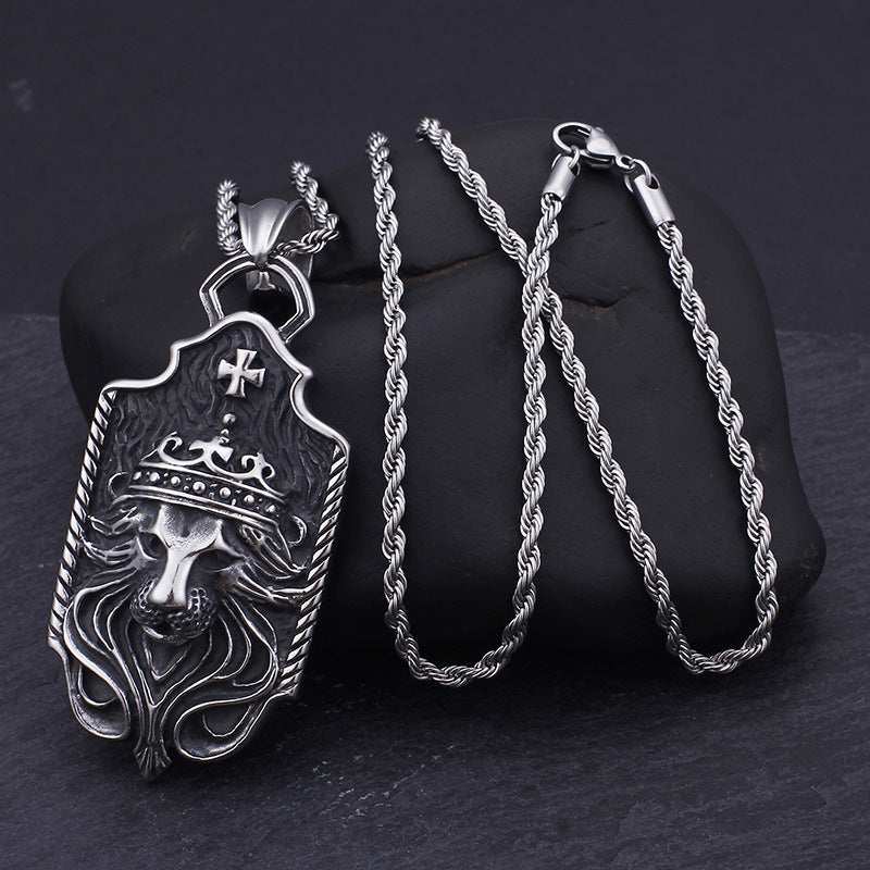 Lion Head Pendant in Stainless Steel, Men's Fashion Jewelry for Europe and America