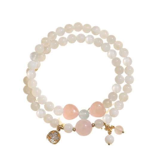 Planderful Fortune's Favor Double Circle Pink Crystal Love Bracelet – Fresh and Sweet Aesthetic