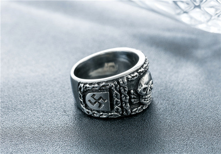 Planderful Personalized Punk Retro Skull Ring For Men Unisex Titanium Steel Bold Statement Jewelry