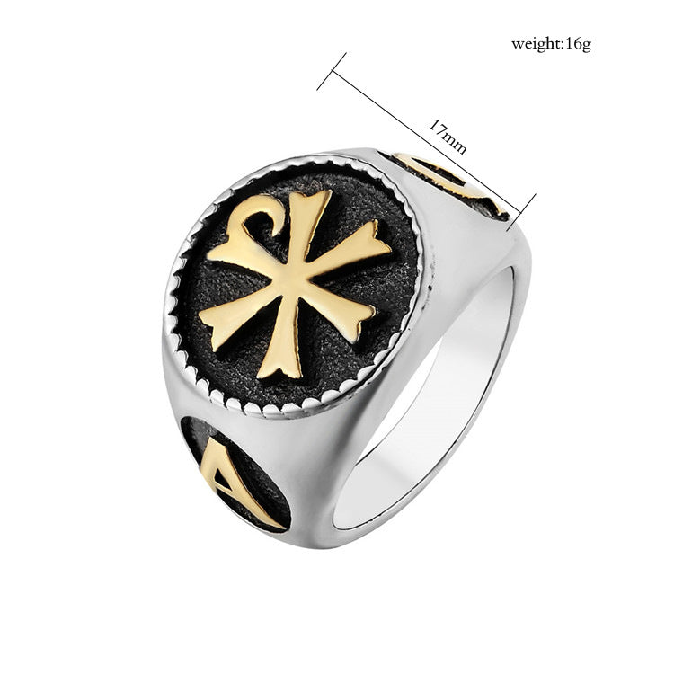 Planderful Titanium Steel Ring Retro Orthodox Design Unisex Punk Jewelry For Men And Women Bold Protection Statement