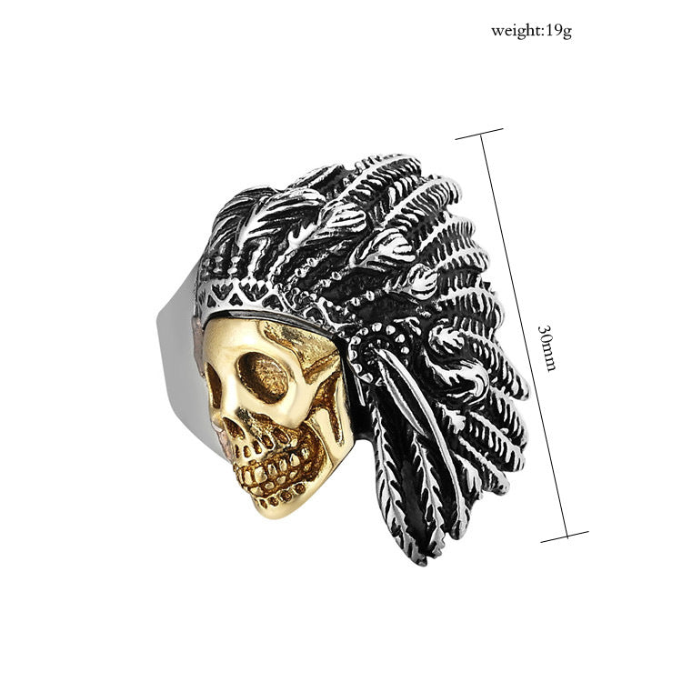 Indian Chief Skull Titanium Steel Ring