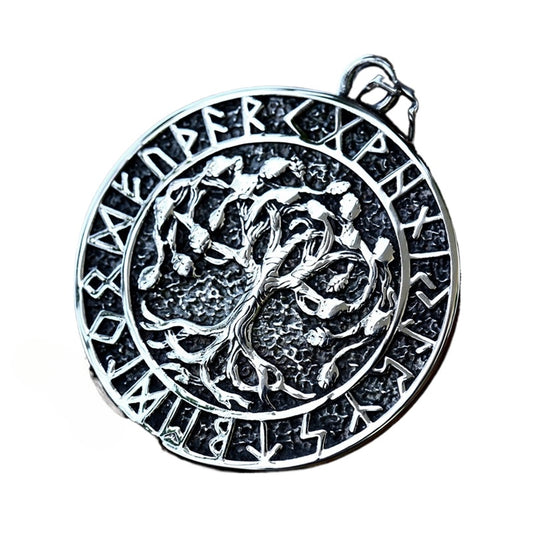 Titanium Steel Viking Tree of Life Pendant Jewelry for Men - Nordic Vintage Design