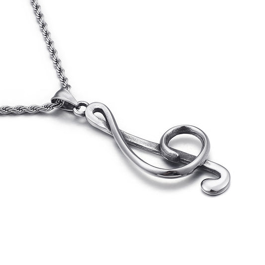 Hip-Hop Titanium Steel Music Symbol Pendant for Men - European and American Creative Design
