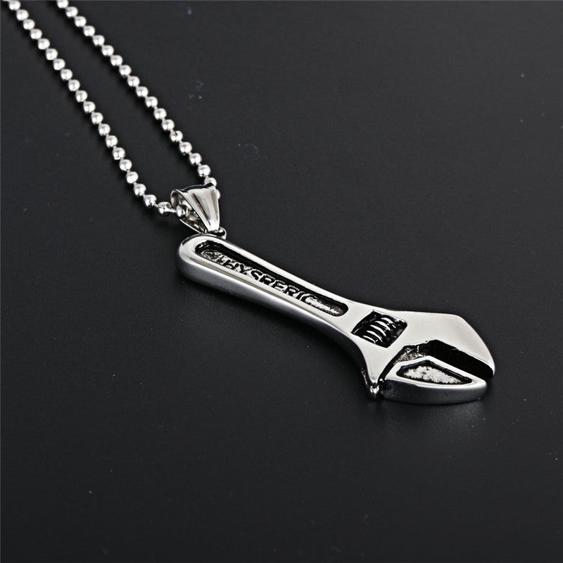Titanium Steel Wrench Pendant Necklace for Men - Unique European and American Style Jewelry, Wholesale Cross-Border Design