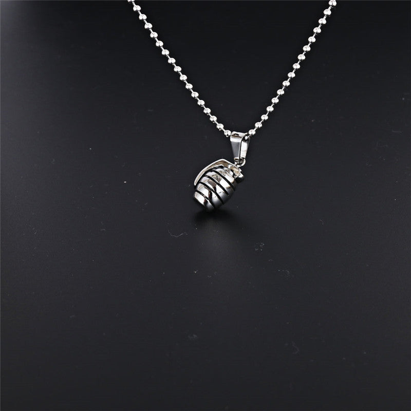 Titanium Steel Grenade Pendant Necklace for Men - Creative Special Forces Design